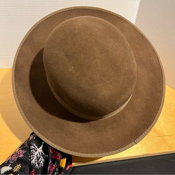 Sole Society Wide brim 100% Wool Brown Fedora One size hat Explorer Classic - Picture 5 of 10